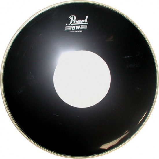Drumheads noire lisse avec renfort rond blanc 12"
