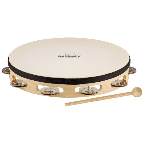 25 - Tambourin 10" à Cymbalettes avec Peau Synthétique - 1 rangée