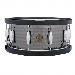 S1-6514WH-BSH - Caisse claire 14" x 6,5", en Acier noir martelé avec cerclages en bois noir