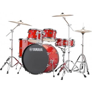 RYDEEN 5-fûts Fusion 22" Hot Red - avec pack d'accessoires et cymbales Paiste