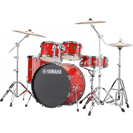 RYDEEN 5-fûts Fusion 22" Hot Red - avec pack d'accessoires et cymbales Paiste