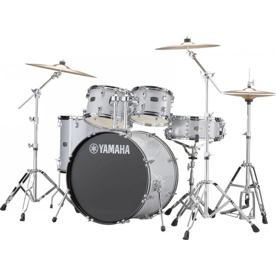 RYDEEN 5-fûts Fusion 22" Silver Glitter - avec pack d'accessoires et cymbales Paiste