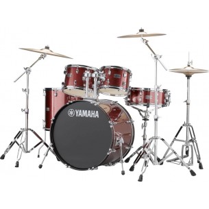 RYDEEN 5-fûts Fusion 22" Burgundy Glitter - avec pack d'accessoires et cymbales Paiste