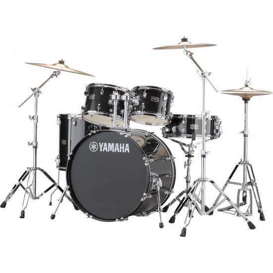 RYDEEN 5-fûts Fusion 22" Black Glitter - avec pack d'accessoires et cymbales Paiste