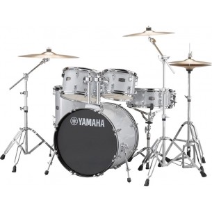 RYDEEN 5-fûts Fusion 20" Silver Glitter - avec pack d'accessoires et cymbales Paiste