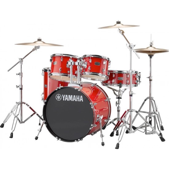 RYDEEN 5-fûts Fusion 20" Hot Red - avec pack d'accessoires et cymbales Paiste