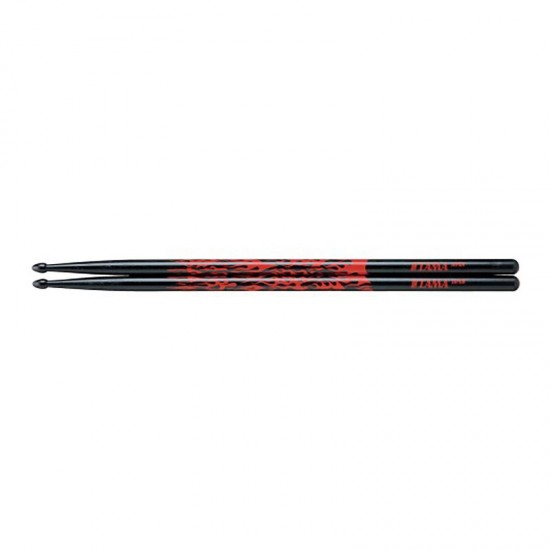 5AFBR - Série Design Black/Red - Chêne japonais 14 mm - Décor flamme noir et rouge - Petite olive