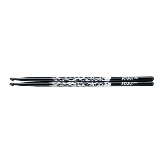 5AFBS - Série Design Black/Silver - Chêne japonais 14 mm - Décor flamme noir et argent - Petite olive