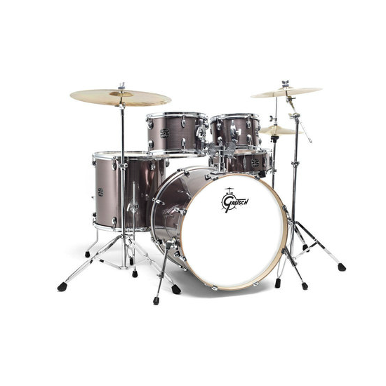 Batterie Gretsch Energy GE2 5-Fûts Fusion 20" Grey Steel + pack hardware + siège + cymbales PAISTE
