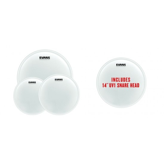 EPP-UV1-F Pack Fusion UV1 - Peaux sablées (10" 12" 14") et peau de frappe pour caisse claire 14" UV1 sablée