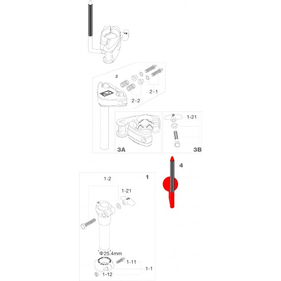 JOB - Tige support tom J shaped Omni-Ball rod - pour MTH1000