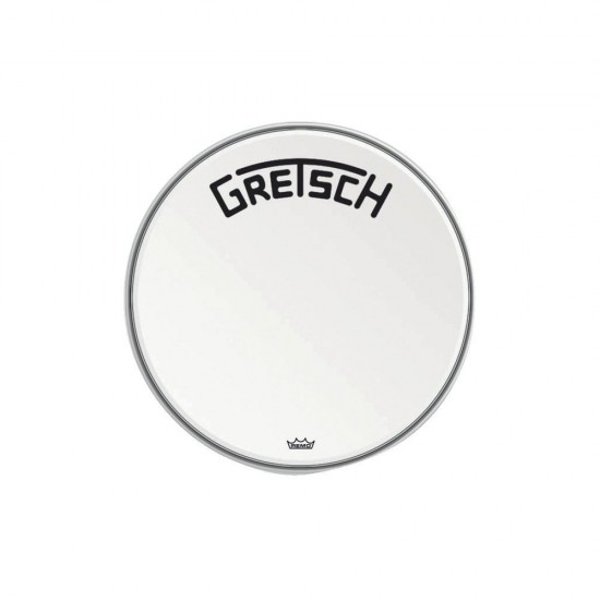 GRDHCW18B Peau de grosse caisse Ambassador white coated 18" logo Gretsch centré