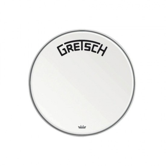 GRDHCW20B Peau de grosse caisse Ambassador white coated 20" logo Gretsch centré
