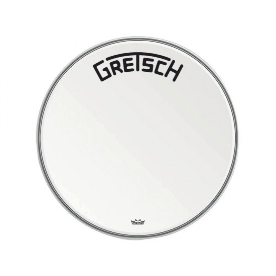 GRDHCW22B Peau de grosse caisse Ambassador white coated 22" logo Gretsch centré