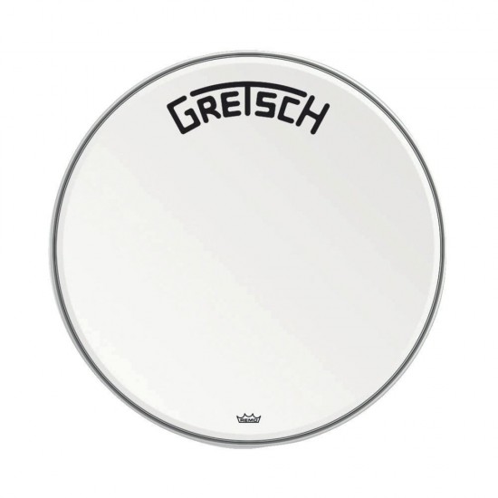 GRDHCW24B Peau de grosse caisse Ambassador white coated 24" logo Gretsch centré