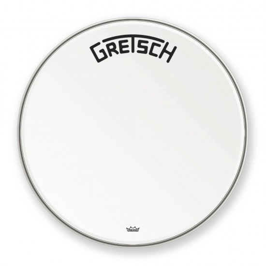 GRDHCW26B Peau de grosse caisse Ambassador white coated 26" logo Gretsch centré