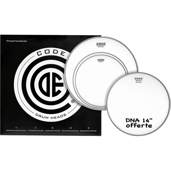 Set de peaux TOM PACK GENERATOR SabléeSTANDARD + Caisse claire 14" DNA Sablée
