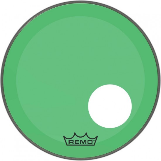 P3-1318-CT-GNOH - Peau de Powerstroke 3 Colortone pour Grosse caisse, vert, 18", avec trou décentré de 5"