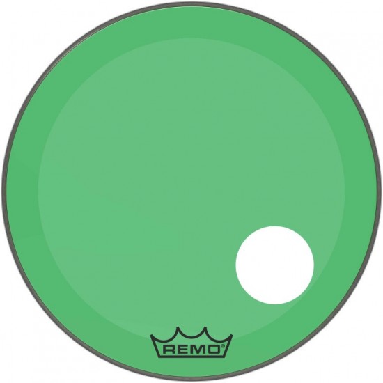 P3-1324-CT-GNOH - Peau Powerstroke 3 Colortone pour Grosse caisse, vert, 24", avec trou décentré de 5"