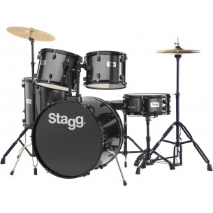 TIM122B BK - Batterie 22" Standard, 5 fûts en tilleul (6-plis) + hardware & cymbales