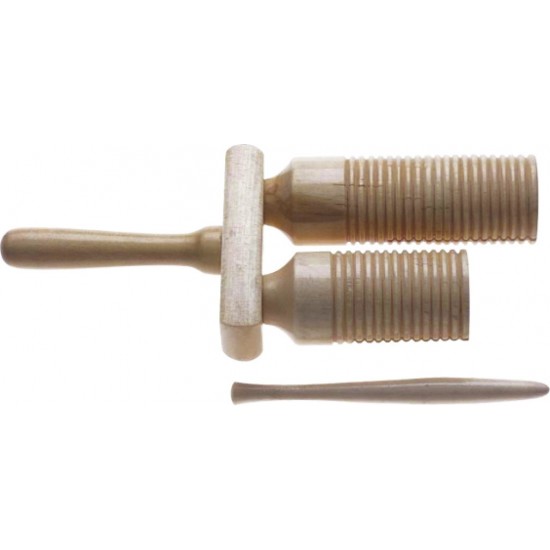 AGG-55 - Agogô en bois à deux tons, avec maillet