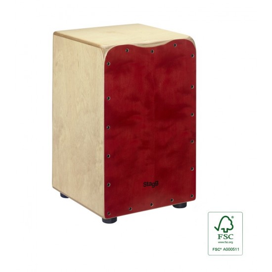 CAJ-50M-RD - Cajón de taille standard en bouleau avec plaque rouge