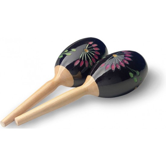 MRW-19 - Wood Maracas Oval 19Cm Black