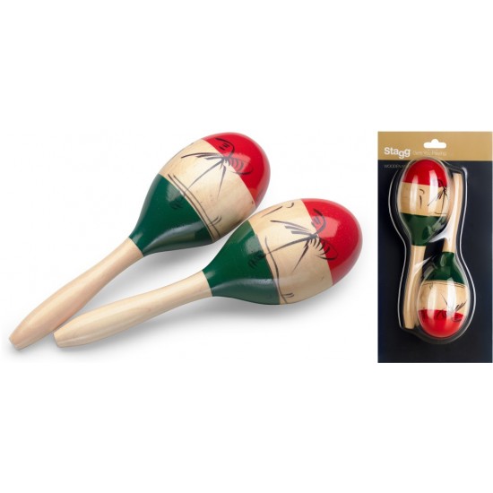 MRW-26M - Paire de maracas ovales en bois, finition Mexique, 26 cm