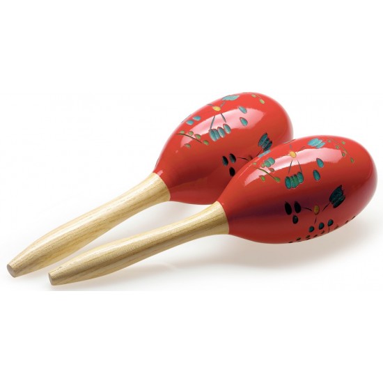 MRW-29 - Wood Maracas Oval 28Cm Red