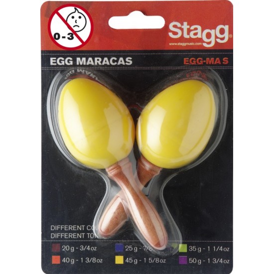 EGG-MA S/YW - 2Pc Egg Maracas S/1 5/8Oz/Yw