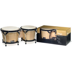BW-200-N - Bongos latins en bois de 7,5" et 6,5" de couleur naturelle