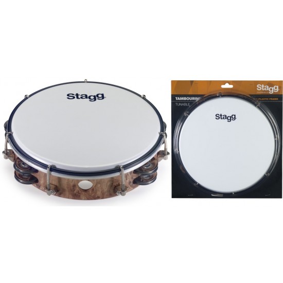 TAB-208P/WD - 8"Tambourine 2Rw Jg/Plst Wood