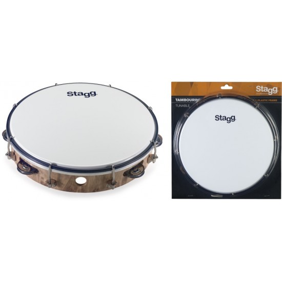 TAB-110P/WD - Tambourin accordable en plastique 10" avec 1 rangée de cymbalettes