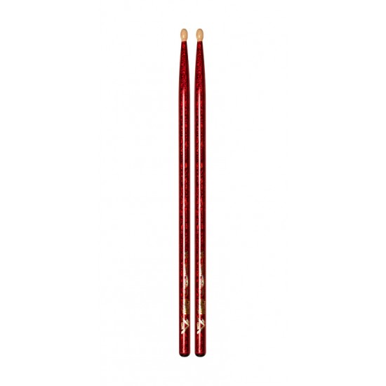 VCR5A - Baguettes de Batterie Hickory CLRWRP 5A RED Sparkle WD-TIP
