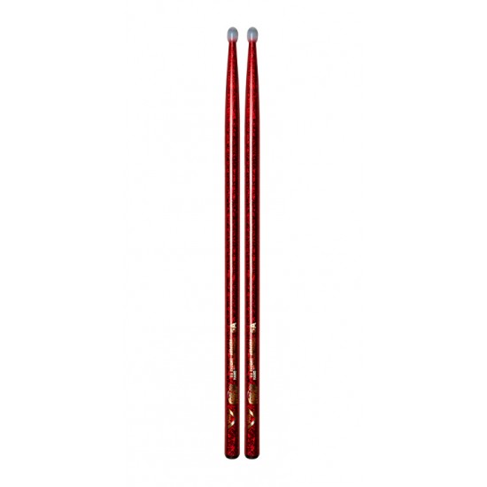 VCR5AN - Baguettes de Batterie Hickory CLRWRP 5A RED Sparkle NY-TIP
