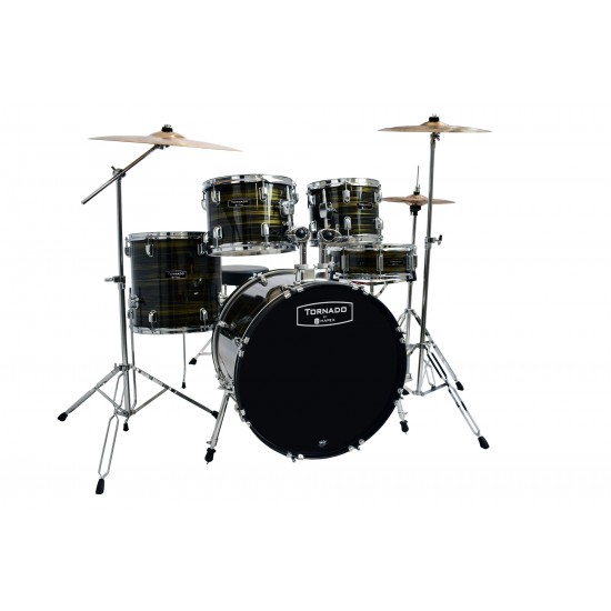TND5844FTCFJ Batterie Tornado Jazz, 5 Fûts En Tilleul, Avec Accessoires, Wood Grain Brown