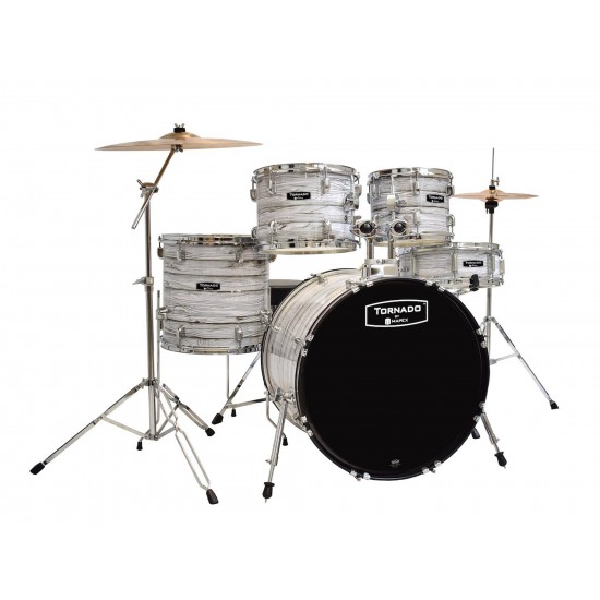 TND5844FTCFI Batterie Tornado Jazz, 5 Fûts En Tilleul, Avec Accessoires, Wood Grain White