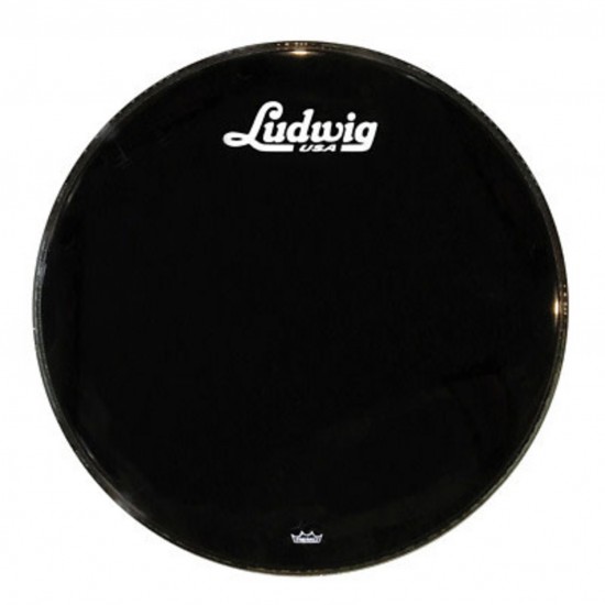 LW1020P3ESV Peau de grosse caisse Remo Powerstroke 3 noire 20" avec logo en écriture cursive