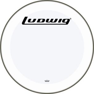 LW1224P3SWB Peau de grosse caisse 24'' Powerstroke 3 Blanc lisse avec logo Moderne noir