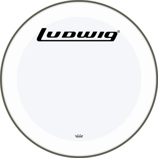 LW1224P3SWB 24" Powerstroke 3 Bass Drum Head, Smooth White with Black Modern Logo