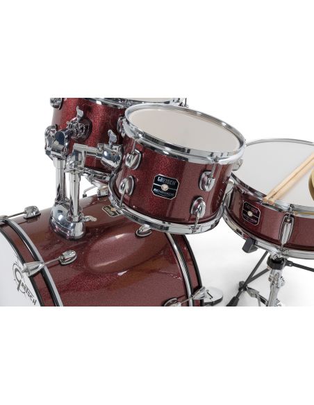Drum Set Gretsch Renegade GR 5-Fûts20" Ruby Sparkle + pack hardware + siège + cymbales