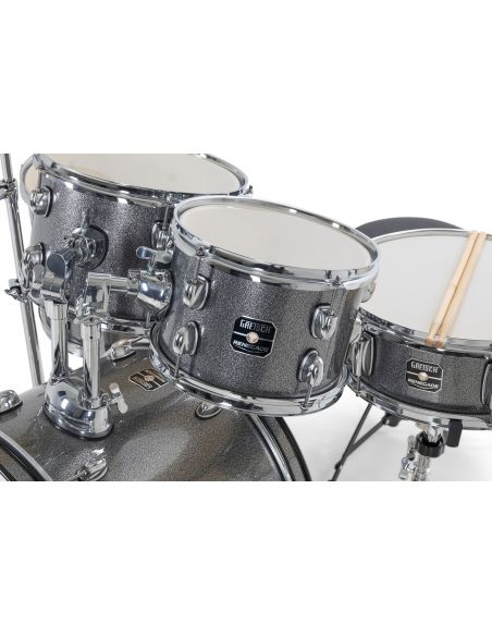 Batterie Gretsch Renegade BD 5-Fûts22" Grey Sparkle + pack hardware + siège + cymbales