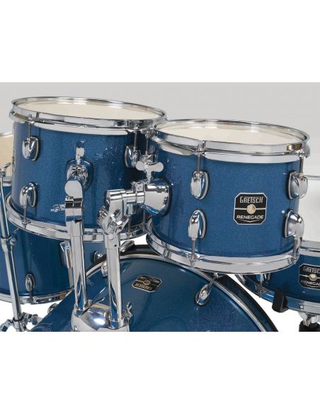 Batterie Gretsch Renegade BD 5-Fûts22" Blue Sparkle + pack hardware + siège + cymbales