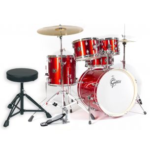 Batterie Gretsch Energy GE1 5-Fûts Fusion 20" red + pack hardware+ siège + cymbales PAISTE