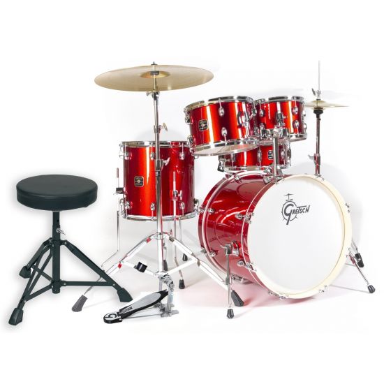 Batterie Gretsch Energy GE1 5-Fûts Fusion 20" red + pack hardware+ siège + cymbales PAISTE