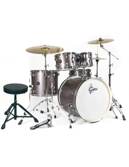 Drum Set Gretsch Energy Serie 22" - Grey Steel - With Hardware 5 Pieces Set