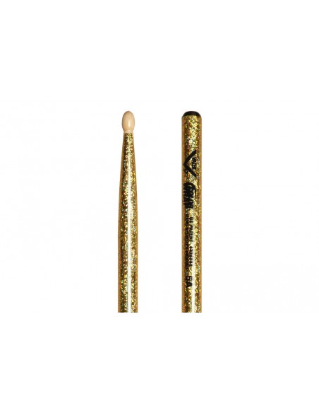 VCG5A - Baguettes de batterie Color Wrap 5A Gold Sparkle Wood Tip
