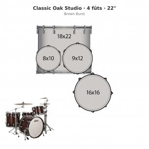 Classic Oak Studio 4-piece shell pack 22" - Brown Burst