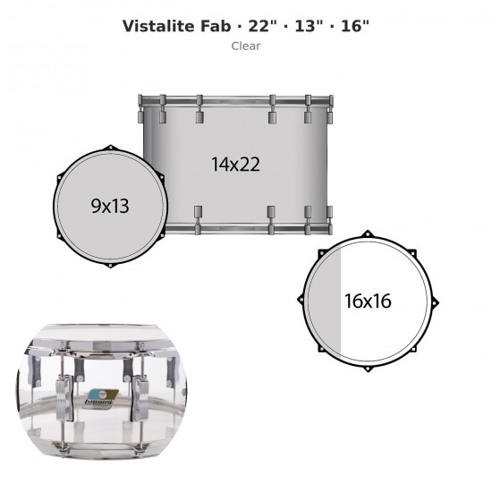 Vistalite Fab 3-piece shell pack 22" - Clear