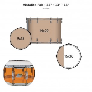 3 fûts Vistalite Fab 22" - Amber